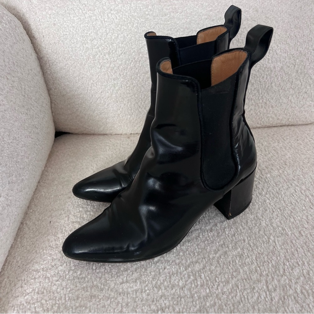 ACNE STUDIOS Black Leather Boots Block Heel Size 38 (8) - Picture 3 of 9